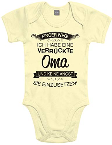 Shirtoo Supersüßer Baby Body Strampler Finger Weg! Ich Habe eine verrückte OMA für Jungen und Mädchen als Geschenk zur Geburt/Erstausstattung von Shirtoo