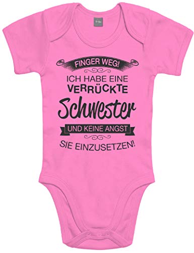 Shirtoo Supersüßer Baby Body Strampler Finger Weg! Ich Habe eine verrückte Schwester für Jungen und Mädchen als Geschenk zur Geburt/Erstausstattung von Shirtoo