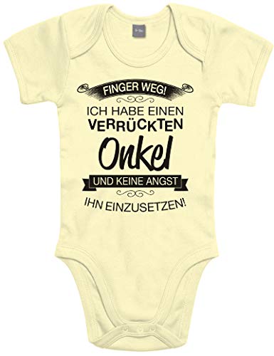 Shirtoo Supersüßer Baby Body Strampler Finger Weg! Ich Habe einen verrückten Onkel für Jungen und Mädchen als Geschenk zur Geburt/Erstausstattung von Shirtoo