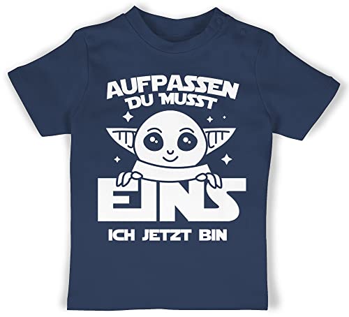 Baby T-Shirt Mädchen Jungen - 1. Geburtstag - Aufpassen du musst eins ich jetzt Bin - 6/12 Monate - Navy Blau - geburtstagsshirt one 1 t Shirt 1st Birthday Girl Outfit von Shirtracer