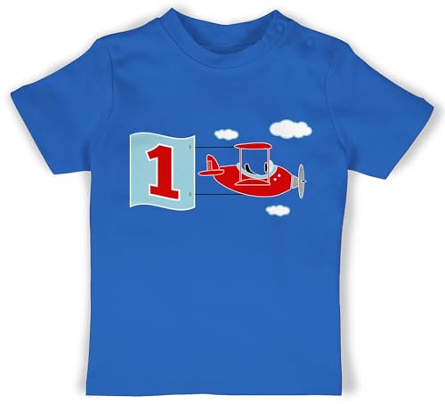 Baby T-Shirt Mädchen Jungen - 1. Geburtstag - Flugzeug Erster - 12/18 Monate - Royalblau - geburtstagsshirt+1+Jahr 1 Jahr Tshirt geburtstagsshirt one einjährige Shirt 1st Birthday Boy Outfit von Shirtracer