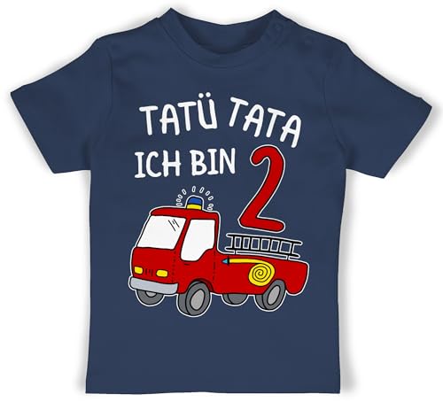 Baby T-Shirt Mädchen Jungen - 2. Geburtstag - Tatü Tata Ich Bin Zwei Feuerwehrauto - 12/18 Monate - Navy Blau - geburtstagsshirt Feuerwehr 2 geburtstagstshirt Junge Jahre zweiter Oberteil von Shirtracer