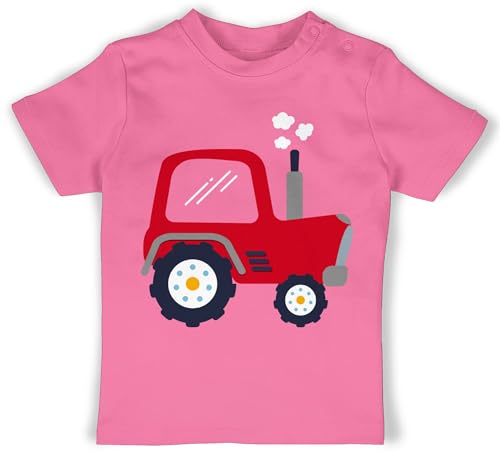 Baby T-Shirt Mädchen Jungen - Traktoren - Kinder Traktor - 12/18 Monate - Pink - mit trecker Drauf Kindergarten Shirt Landwirtschaft t- Shirts Bauern Tshirt traktorfan t-Shirts landwirtschafts von Shirtracer