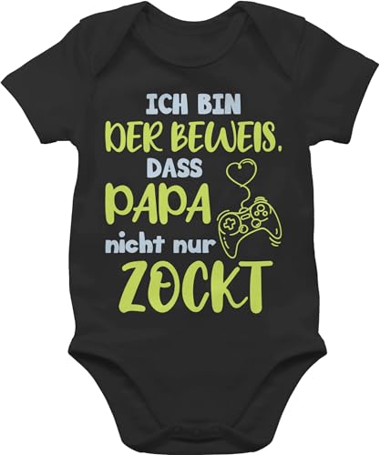 Baby Body Junge Mädchen - Geschenk zum Vatertag - Ich bin der Beweis, dass Papa nicht nur zockt Blau grün - 3/6 Monate - Schwarz - strampler beweis vatertagsbody papatagsgeschenk das babybody Baby Body Junge Mädchen - Geschenk zum Vatertag - Ich bin der Beweis, dass Papa nicht nur zockt Blau grün - 3/6 Monate - Schwarz - strampler beweis vatertagsbody papatagsgeschenk das babybody von Shirtracer