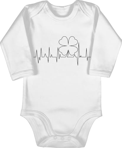 Baby Body langarm Mädchen Junge - Event und Anlass Geschenke - St. Patricks day Kleeblatt Herzschlag - 6/12 Monate - Weiß - irland strampler glücksbringer Baby Body langarm Mädchen Junge - Event und Anlass Geschenke - St. Patricks day Kleeblatt Herzschlag - 6/12 Monate - Weiß - irland strampler glücksbringer von Shirtracer