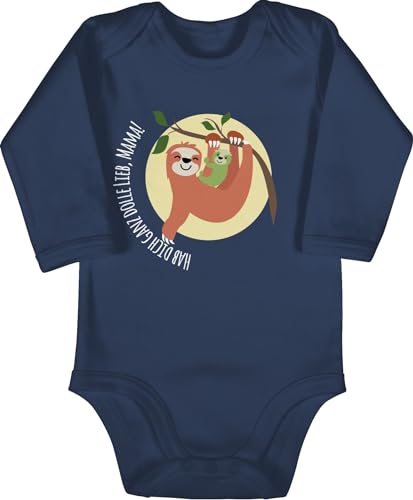 Shirtracer Baby Body langarm Mädchen Junge - Muttertag Hab dich ganz doll lieb Mama - 6/12 Monate - Navy Blau - mütter für die mutter mami geschenk mothers 1. muttertagsgeschenke mummy von Shirtracer