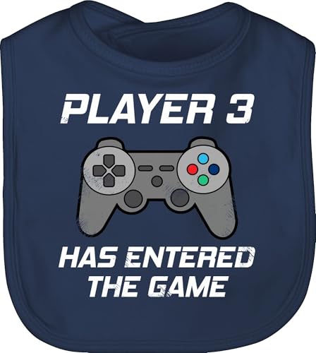 Baby Lätzchen - Zur Geburt - Player 3 has entered the game Controller grau - Unisize - Navy Blau - partnerlook familie nr bibs babygeschenke nr. babylatz family look gamer sabberlatz von Shirtracer