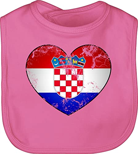 Shirtracer Baby Lätzchen - 2024 Fussball EM Fanartikel - Kroatien Croatia - Unisize - Pink - europameisterschaft hrvatski wm croatian fußball hrvatska fu ball kroatisch wm2022 kroatische fussball-wm von Shirtracer