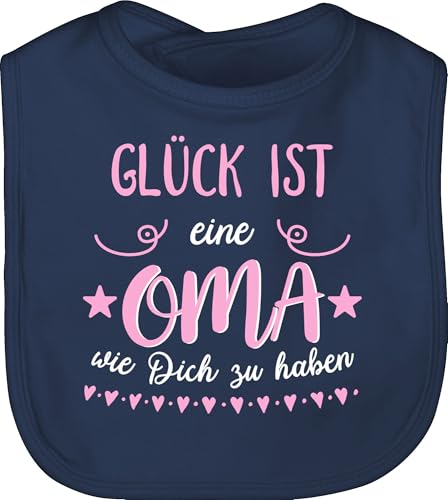 Baby Lätzchen - Sprüche - Glück ist eine Oma wie dich zu haben Rosa Weiß - Unisize - Navy Blau - lustige babysachen spruch von enkelkind schlabberlatz babykleidung mit süßen sprüchen spruche von Shirtracer