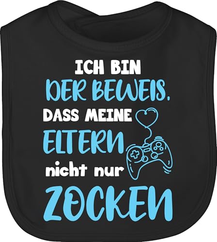 Shirtracer Baby Lätzchen - Sprüche - Ich bin der Beweis, dass meine Eltern nicht nur zocken Blau Weiß - Unisize - Schwarz - lustige babysachen spruch gamer kinderlatz babykleidung mit süßen sprüchen Shirtracer Baby Lätzchen - Sprüche - Ich bin der Beweis, dass meine Eltern nicht nur zocken Blau Weiß - Unisize - Schwarz - lustige babysachen spruch gamer kinderlatz babykleidung mit süßen sprüchen von Shirtracer