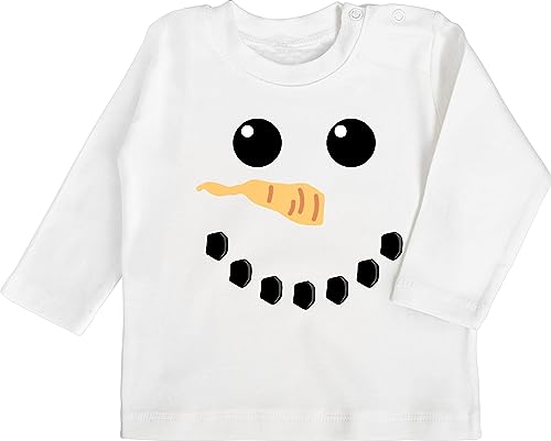 Shirtracer Baby Langarmshirt - & Fasching - Schneemann Karneval Kostüm - Weihnachten Christmas Eiskönigin Olaf - 6/12 Monate - Weiß - langarmshirts für baby-mädchen karnevals langarm verkleidung von Shirtracer