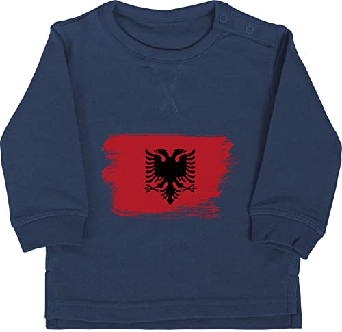 Baby Pullover Jungen Mädchen - 2024 Fussball EM Fanartikel - Albanien Albanija - 18/24 Monate - Navy Blau - em-fanartikel flagge fußball w m wm 24 europameisterschaft country europa fan kinder von Shirtracer