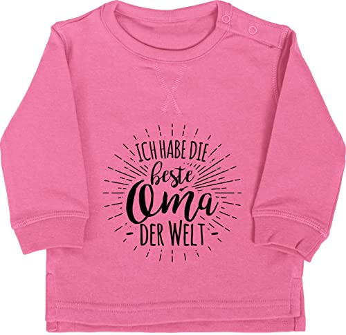 Baby Pullover Jungen Mädchen - Sprüche - Ich habe die beste Oma der Welt - 18/24 Monate - Pink - mit sprüchen drauf best grandma sweatshirt babygeschenk lustig omi langarm spruche hab oberteil von Shirtracer