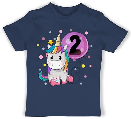 Baby T-Shirt Jungen - 2. - Einhorn 2 Geburtstag Mädchen Kindergeburtstag 2 Jahre - 18/24 Monate - Navy Blau - Zwei Shirt t Geburtstagsparty Birthday Outfit ich Bin Tshirt Jahr geburtstagsbekleidung von Shirtracer