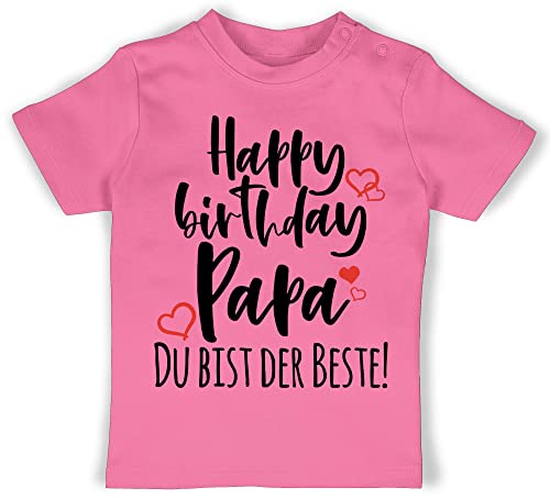 Baby T-Shirt Mädchen Jungen - Strampler & Junge - Happy Birthday Papa - 6/12 Monate - Pink - t Shirt Bester Shirts Kurzarm Daddy babyshirts Geburtstag Oberteil Tshirt Oberteile t-Shirts Clothes von Shirtracer