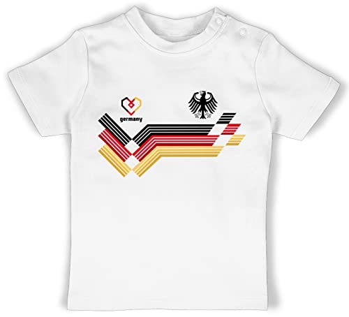 Baby T-Shirt Mädchen Jungen - 2024 Fussball EM Fanartikel - Deutschland Germany Adler Schwarz Rot Gold - 6/12 Monate - Weiß - wm Kinder deutsche Mannschaft Shirt em24 Deutschland-Fanartikel Tshirt von Shirtracer