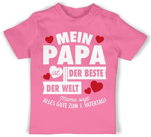 Baby T-Shirt Mädchen Jungen - Geschenk zum Vatertag - Mein Papa ist der Beste der Welt - weiß - 6/12 Monate - Pink - Vater Bester Tshirt 1 Papas unser erster Shirt Vatertagsgeschenk für papatag von Shirtracer