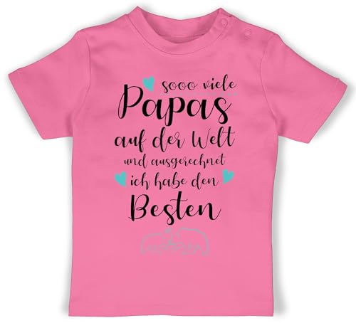 Baby T-Shirt Mädchen Jungen - Geschenk zum Vatertag - Sooo viele Papas auf der Welt und ausgerechnet ich Habe den Besten - 1/3 Monate - Pink - vatergeschenke vqtertaggeschenk vateetagsgeschenk von Shirtracer