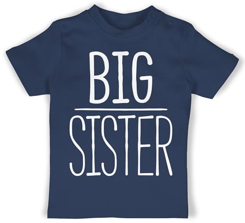 Baby T-Shirt Mädchen Jungen - Geschwister Bruder und - Big Sister | Große Schwester | Big Sis - 18/24 Monate - Navy Blau - t Shirts Shirt Tshirt für schwesterngeschenk t-Shirts geschwisteroutfit von Shirtracer