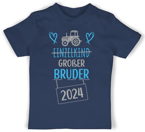 Baby T-Shirt Mädchen Jungen - Ich Bin jetzt großer Bruder Geburt Einzelkind - 18/24 Monate - Navy Blau - große brüder Big Brother Grosse Geschenke für bro Geschenk großer+Bruder größeren von Shirtracer