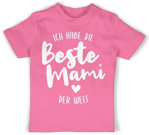 Baby T-Shirt Mädchen Jungen - Mama - Ich Habe die Beste Mami der Welt - 18/24 Monate - Pink - muttertaggeschenk mam Shirts mutertagsgeschenke muttertags Mum is The Best Oberteil von Shirtracer