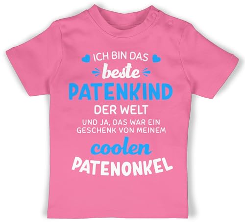 Baby T-Shirt Mädchen Jungen - Patenonkel - Ich Bin das Beste Patenkind der Welt weiß/blau - 6/12 Monate - Pink - t - Shirt t- Shirts Tshirt Clothes für taufpate Babykleidung Paten babyshirts Pate von Shirtracer