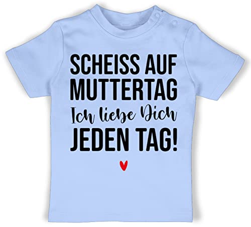 Baby T-Shirt Mädchen Jungen - Scheiss auf Muttertag - Muttertag für Mutti Geschenkideen Mom - 12/18 Monate - Babyblau - schönes muttertagsgeschenk 1.Muttertag 1.muttertagsgeschenk Geschenk Mama von Shirtracer