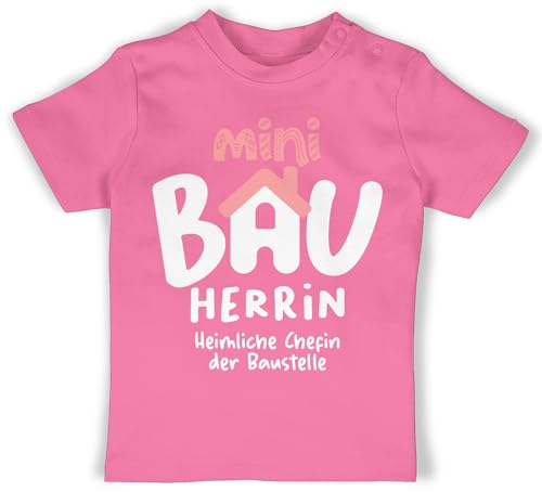 Baby T-Shirt Mädchen Jungen - Sprüche - Mini Bauherrin weiß - 12/18 Monate - Pink - sprüchen Babykleidung t-Shirts für Jungs spruche Spruch t- Shirts mit babysprüche Babybekleidung Tshirt von Shirtracer