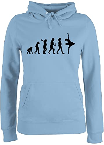 Pullover Damen Hoodie Frauen - Entwicklung und Outfit - Evolution Ballett - XS - Hellblau - tanzen Ballet Hoody Dance Ballerina Tanz Geschenk Tanzsport balletttänzerin tänzer tänzerin sprüche von Shirtracer