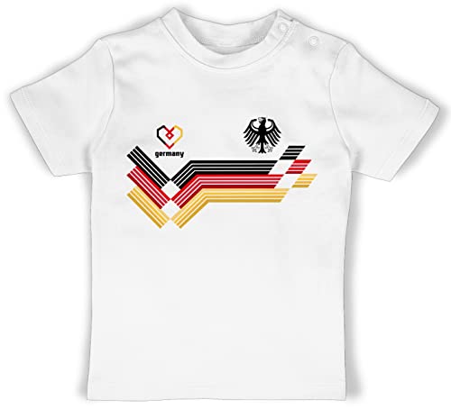 Baby T-Shirt Mädchen Jungen - 2024 Fussball EM Fanartikel - Deutschland Germany Adler Schwarz Rot Gold - 12/18 Monate - Weiß - German t - Shirt Fussball-wm Deutschen Nationalmannschaft Shirts von Shirtracer