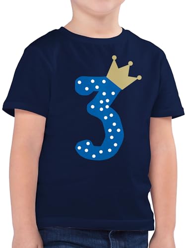 Kinder T-Shirt Jungen - 3. Geburtstag - Dritter Krone Junge - 116 (5/6 Jahre) - Dunkelblau - Tshirt 3 Years Old Boy Clothes geburtstagsshirt Jahre zum Kindershirt Geburtstagskind geburtstagstshirt von Shirtracer