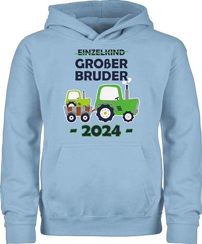 Shirtracer Kinder Hoodie Jungen Mädchen - Einzelkind Großer Bruder 2024 Traktor - 104 (3/4 Jahre) - Hellblau - Kapuzenpullover größeren Traktoren Winterpullover Geschenke für ich werde Pulli Geschenk von Shirtracer