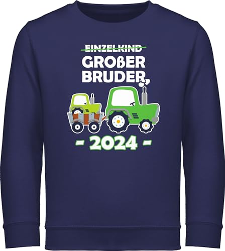 Sweatshirt Kinder Pullover für Jungen Mädchen - Einzelkind Großer Bruder 2024 Traktor - 104 (3/4 Jahre) - Navy Blau - big brother große brüder reitpullover groser pulli geschenk großen grosse von Shirtracer