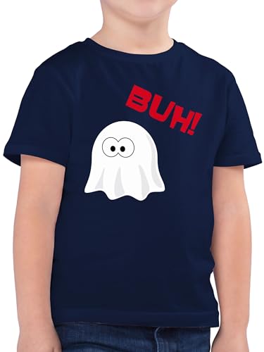 Kinder T-Shirt Jungen - Halloween - Kleiner Geist Buh - Gespenst Ghost - 104 (3/4 Jahre) - Dunkelblau - t Shirt Haloween Outfits gruseliges Tshirt haöloween grusel Helloween Monster von Shirtracer