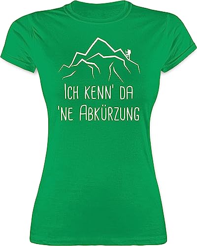 Shirt Damen - Hobby Outfit - Ich Kenn' da 'ne Abkürzung - L - Grün - wandern gehen Tshirt Rundhals sprüche Berge Tshirts für Wanderer Shirts Frauen Mountain Woman t-Shirt Bergwandern Oberteile von Shirtracer