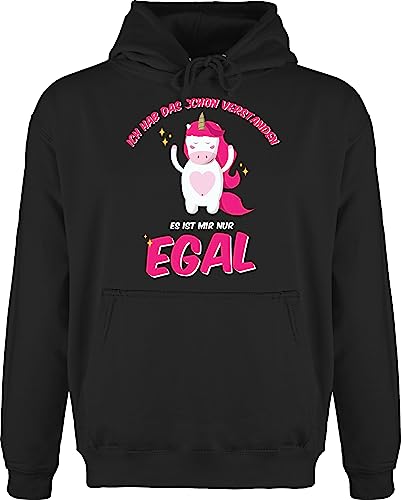 Hoodie Herren Pullover Männer - Geschenk Unicorn - Ich hab das schon verstanden ist mir nur egal Einhorn - XL - Schwarz - kapuze einhörner sprüche hoody motiv kapuzenpullover geschenke hoodies von Shirtracer