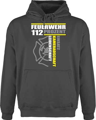 Hoodie Herren Pullover Männer - Feuerwehr 112 Prozent - Einsatz Kameradschaft Leidenschaft - Freiwillige Feuerwehr Geschenk - XL - Anthrazit - geschenke für feuerwehrmänner pulli feuerwehrmann von Shirtracer