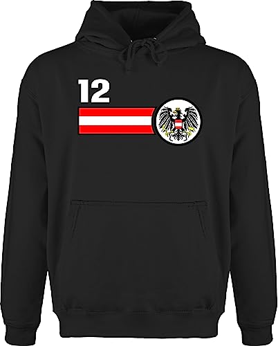 Shirtracer Hoodie Herren Pullover Männer - Fußball EM WM - 12. Mann Österreich Mannschaft - L - Schwarz - Fussball Europameisterschaft 2024 österreich fußball-em em- Fanartikel fußballer von Shirtracer