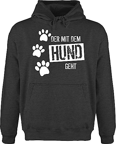 Hoodie Herren Pullover Männer - Geschenk für Hundebesitzer - Der mit dem Hund geht - M - Anthrazit meliert - kapuzenpullover hundespruch kapuzenpulli haustierhoodie hoddies/pullies hunde liebhaber von Shirtracer