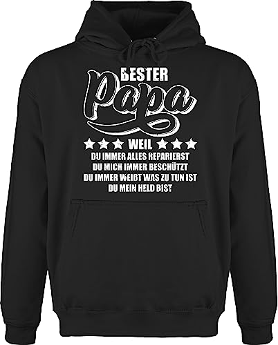 Hoodie Herren Pullover Männer - Geschenk zum Vatertag - Bester Papa weil du mein Held bist - weiß - L - Schwarz - vatertagsgeschenk für sprüche lieber daddy papas besonderes männerabend toller von Shirtracer