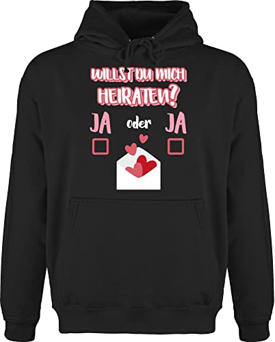 Hoodie Herren Pullover Männer - Hochzeit - Willst du Mich heiraten - Ja oder Ja - M - Schwarz - heiratsantrag von Shirtracer