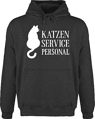 Hoodie Herren Pullover Männer - Katzenbesitzer Geschenk Katze - Katzen Servicepersonal weiß - 3XL - Anthrazit meliert - mit katzenmotiv personal kapuzenpulli katzenmotiv, pulis katzensprüche von Shirtracer