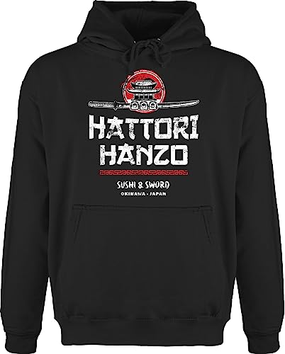 Hoodie Herren Pullover Männer - Nerd Geschenke - Hattori Hanzo Sushi & Sword Vintage - XL - Schwarz - zocken geschenk hoodies sprüche gamer kapuzenpulli computer nerds hoody mit kapuze geeks von Shirtracer