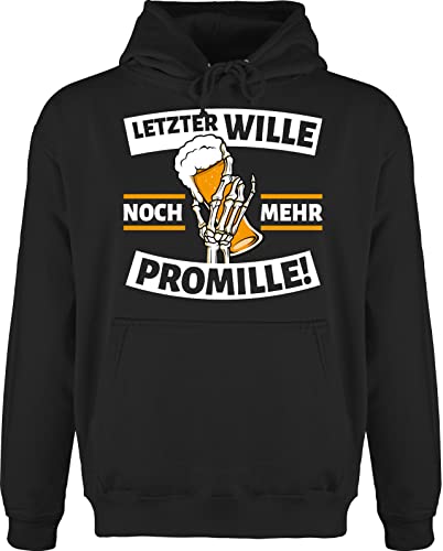 Hoodie Herren Pullover Männer - Party & Alkohol - Letzter Wille mehr Promille! Skeletthand mit Bier - XL - Schwarz - pulli kapuze hoody kaputzenpuloverer kapuzenpullover saufen promille pollover von Shirtracer