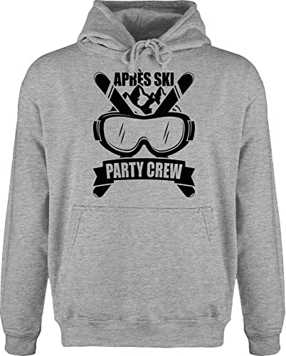 Hoodie Herren Pullover Männer - Skiurlaub - Apres Ski Party Crew - schwarz - L - Grau meliert - Geschenk Hoody apre mit après Fasching skioutfit jh001 Skifahrer Pulli hüttengaudi Kapuze Fahren von Shirtracer