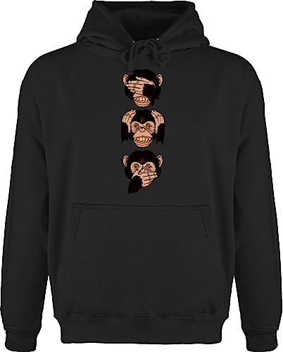 Shirtracer Hoodie Herren Pullover Männer - Sprüche Statement - DREI Affen - Sanzaru - 3XL - Schwarz - nix hören nix sehen nix Sagen Statements AFFE mit Aufschrift Nichts Wildnis 3 Spruch von Shirtracer