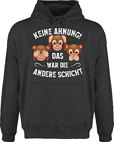 Hoodie Herren Pullover Männer - Sprüche Statement - Keine Ahnung das war die andere Schicht Affen weiß - 3XL - Anthrazit meliert - Hoody mit sprüchen hudis Geschenk zur Einschulung Kapuzenshirt von Shirtracer