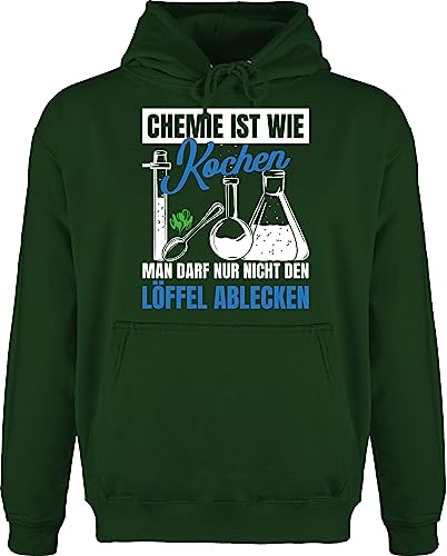 Shirtracer Hoodie Herren Pullover Männer - Sprüche Statement mit Spruch - Chemie ist wie Kochen Man darf nur Nicht den Löffel ablecken - L - Dunkelgrün - lustige Hoody sprueche+Pullover von Shirtracer