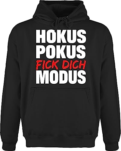 Hoodie Herren Pullover Männer - Sprüche Statement mit Spruch - Hokus Pokus Fick dich Modus Rot/Weiss - 3XL - Schwarz - geschenk zur einschulung pulli spruch. kapuzenpulli sprüchen hoody spruche von Shirtracer