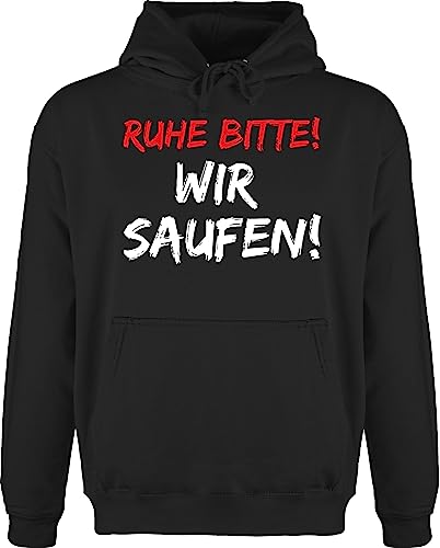 Hoodie Herren Pullover Männer - Sprüche Statement mit Spruch - Ruhe Bitte! Wir Saufen! - XL - Schwarz - spruche spruechen Geschenk zur Einschulung Statements witzige lustige Aufschrift von Shirtracer